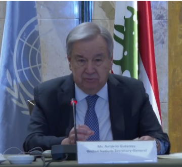 الأمين العام للأمم المتحدة من بيروت: يجب أن تحترم إسرائيل سيادة لبنان وسلامة أراضيه وأن تتوقف الحرب الأمين العام للأمم المتحدة من بيروت: يجب أن تحترم إسرائيل سيادة لبنان وسلامة أراضيه وأن تتوقف الحرب