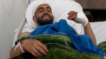 حسن محمد صفا رجل من رجال الدفاع المدني في كشافة الرسالة اصيب اثناء اداء واجبه الانساني والاسعافي