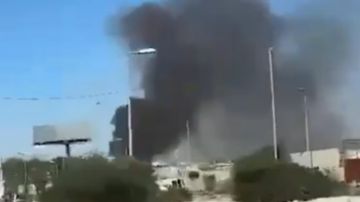 بالفيديو: حريق بسبب الغارة