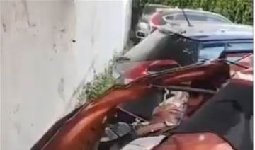 في الحمرا صاروخ سقط أثناء إلقاء المناشير الورقية (فيديو)