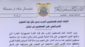 الاتحاد العام للصحفيين العرب يدين الاعتداء على الزملاء علي شعيب وفاطمة ومحمد فتوني... نطالب المنظمات الدولية بتحمل مسؤولياتها 