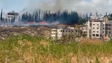 بالصورة: حريق في ضواحي عين بعال بالصورة: حريق في ضواحي عين بعال