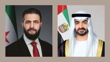 رئيس الامارات يبحث مع الشرع تطورات الشرق الأوسط وترسيخ الأمن والاستقرار رئيس الامارات يبحث مع الشرع تطورات الشرق الأوسط وترسيخ الأمن والاستقرار