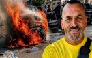 نجاة الشاب الفلسطيني أحمد يوسف من سكان تجمع المعشوق قرب صور بعد احتراق سيارته عند مفرق منزل النائب الراحل عبد المجيد صالح - lb