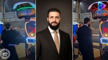 فيديو متداول يظهر الرئيس السوري أحمد الشرع يجرب ماكينة لقياس قوة اللكم فيديو متداول يظهر الرئيس السوري أحمد الشرع يجرب ماكينة لقياس قوة اللكم