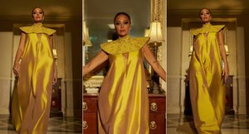 داليا البحيري بإطلالة من وحي الأزياء الفرعونية قبل ساعات من افتتاح المتحف المصري الكبير