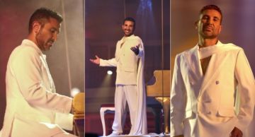 أحمد سعد ببذلة بيضاء في جلسة تصوير برنامج The Voice
