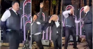 رقص مصطفى غريب في حفل زفاف حاتم صلاح مع العروسين
