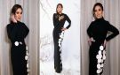  شرطة_الموضة: مي فاروق بفستان أسود مطرز يدويا من قماش الكريب في حفل زفاف أحمد جمال