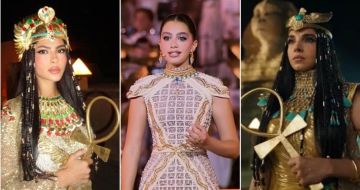 سلمى أبو ضيف وهدى المفتي وأحمد غزي وأحمد مالك وياسمينا العبد في افتتاح المتحف المصري الكبير بالزي ...