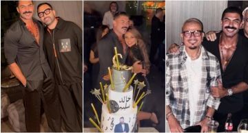 عمرو دياب وريهام حجاج وكريم فهمي في عيد ميلاد خالد سليم