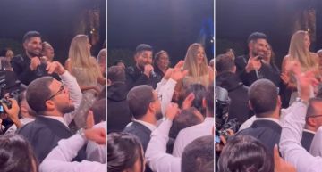 أول ظهور لـ أحمد سعد بعد حادث السير في حفل زفاف نجل ريم مصطفى