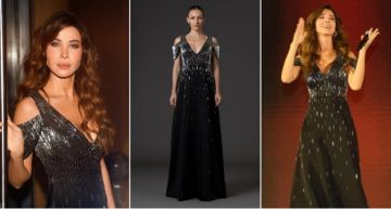 شرطة_الموضة: نانسي عجرم بفستان أسود طويل في حفلها بدبي ... سعره 258 ألف جنيها