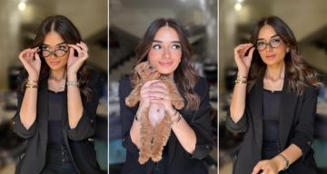 لوك مختلف ملك أحمد زاهر ببدلة ونضارة في جلسة تصوير جديدة