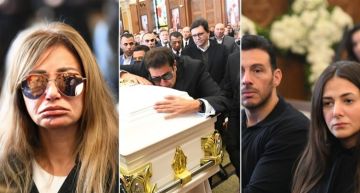 انهيار هاني رمزي في جنازة والدته ... وزير الثقافة وليلى علوي وإلهام شاهين ودنيا سمير غانم بين المشيعين