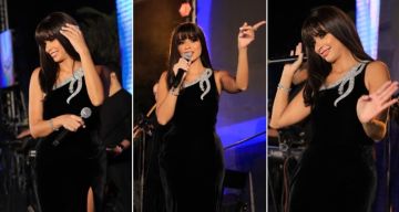 شرطة_الموضة:روبي بفستان مخملي بفتحة جانبية طويلة سعره 25 ألف جنيه