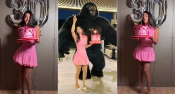 أسماء جلال تحتفل بعيد ميلادها الـ 30 ... وأصدقاؤها يهدونها غوريلا أسماء جلال تحتفل بعيد ميلادها الـ 30 ... وأصدقاؤها يهدونها غوريلا