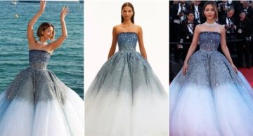  شرطة_الموضة: بلقيس فتحي بإطلالة أنيقة لفستان منفوش في كان ... سعره مليون ونصف جنيه