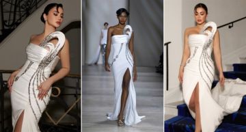  شرطة_الموضة: هدى الإتربي بفستان أبيض مزين بالفضي في مهرجان كان ... من تصميم جورج شقرا