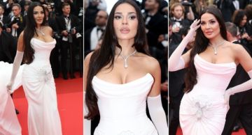 نادين نسيب نجيم تلفت الأنظار بفستان عروس على السجادة الحمراء لمهرجان كان السينمائي