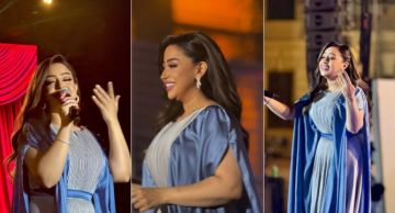 ريهام عبد الحكيم تلتقط سيلفي مع جمهورها في حفل قصر عابدين