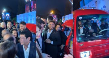 الصور الأولى ... لحظة وصول تامر حسني للعرض الخاص لفيلم ريستارت بالـ تمناية 