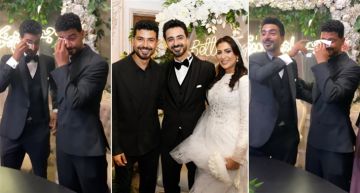 دموع الفرح غلبتهم ... بكاء جماعي للفنان محمد أنور وأسرته في حفل عقد قران شقيقه الأصغر