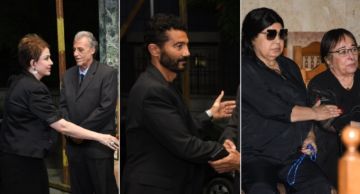 خالد النبوي وفيفي عبده ومادلين طبر في عزاء الفنانة سميحة أيوب