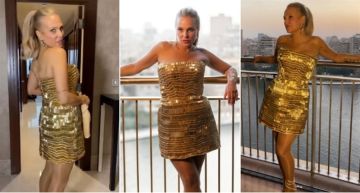  شرطة_الموضة: شيرين رضا بفستان ضيق ذهبي قصير ... مصمم لها خصيصا