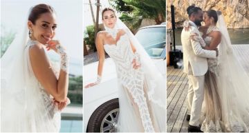  شرطة_الموضة: تفاصيل فستان زفاف أمينة خليل ... مصمم خصيصا لها ومبطن بالكامل