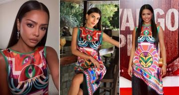  شرطة_الموضة: اسماء أبو اليزيد بإطلالة إفريقية في عرض مملكة الحرير ... سعرها 9674 جنيه