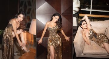 سيرين عبد النور تتألق بإطلالة ذهبية في حفلها بالبحرين