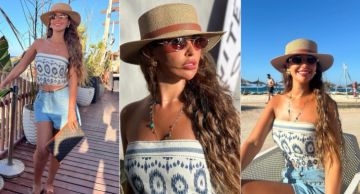 مي سليم بكروب توب وشورت جينز في أحدث جلسة تصوير على البحر