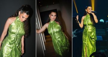  شرطة_الموضة: كارمن سليمان بفستان لامع سعره 232 ألف جنيه في حفلها بمراسي