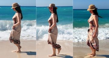 نرمين الفقي بإطلالة صيفية على شاطئ البحر في أحدث ظهور