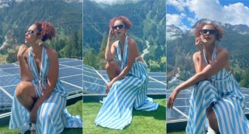 ندى موسى تستمتع بإجازتها في منتجع جبلي بإيطاليا في أحدث جلسة تصوير