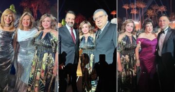 إلهام شاهين مع لبلبة ويسرا وأحمد السقا في حفل زفاف حفيد عادل إمام