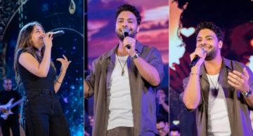 أحمد جمال وخطيبته فرح الموجي يجتمعان على المسرح لأول مرة في المهرجان الصيفي بالإسكندرية