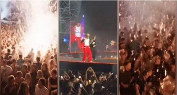 لحظة انتشار النار بعد انفجار أنبوبة من الألعاب النارية في حفل محمد رمضان - فيديو لحظة انتشار النار بعد انفجار أنبوبة من الألعاب النارية في حفل محمد رمضان - فيديو