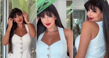 ياسمين صبري بلوك جديد .. قصة شعر جديدة بـ Curtain Bangs