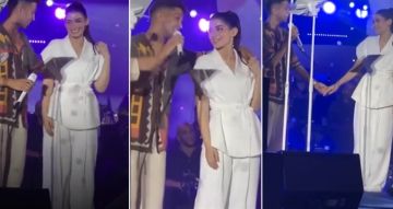 فيديو- هشام جمال يفاجئ ليلى أحمد زاهر بغناء فستانك الأبيض في حفل حسين الجسمي