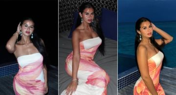 منة عرفة بفستان ملون مكشوف الكتفين في أحدث جلسة تصوير من المالديف منة عرفة بفستان ملون مكشوف الكتفين في أحدث جلسة تصوير من المالديف