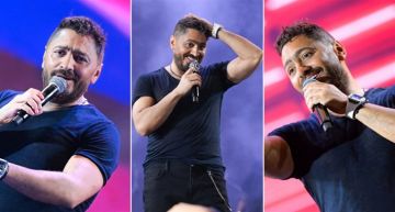 الجمهور أمطر المسرح بالهدايا ... تامر حسني يقدم الذوق العالي في رأس الحكمة ويطلب الدعاء لـ الكينج محمد منير