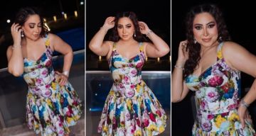 شرطة_الموضة: بوسي شلبي بفستان بورود ملونة ... سعره 53 ألف جنيه شرطة_الموضة: بوسي شلبي بفستان بورود ملونة ... سعره 53 ألف جنيه