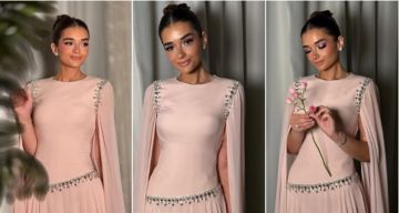 ملك أحمد زاهر بفستان وردي مطرز بكريستالات في حفل جوائز الفضائيات العربية