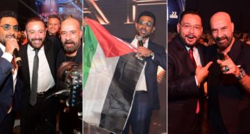 أحمد سعد يرفع علم فلسطين ... ومحمد سعد والسقا وأحمد رزق والنجوم يتألقون في حفل توزيع جوائز دير جيست 