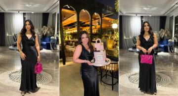 بوسي تتألق بفستان أسود خلال احتفالها بعيد ميلادها