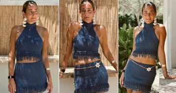  شرطة_الموضة: أمينة خليل بـ Crop Top وتنورة قصيرة من الكروشه في أحدث جلسة تصوير ... سعر الإطلالة في متناول اليد