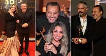 إيهاب فهمي يحتفل مع زوجته بجائزة إش إش ... مهرجان الفضائيات العربية يكرم عبد العاطي إيهاب فهمي يحتفل مع زوجته بجائزة إش إش ... مهرجان الفضائيات العربية يكرم عبد العاطي