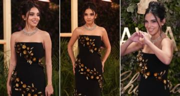 شرطة_الموضة: سلمى أبو ضيف بفستان أسود مطرز بورود ذهبية من carolina herrera في joy awards سعره ...